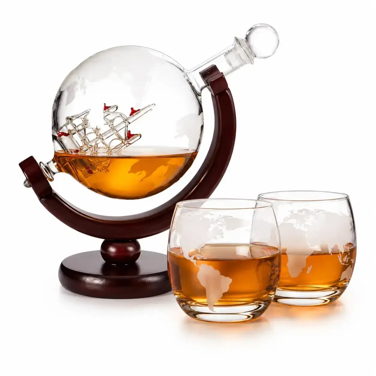 Globe Whiskey Decanter Set
