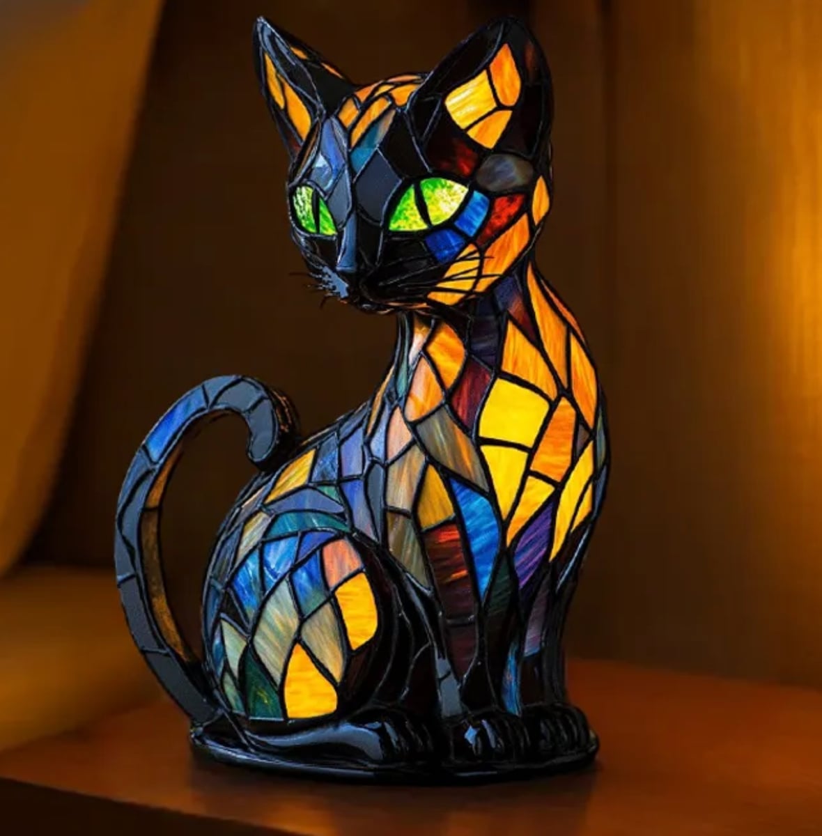 Stained-Glass Cat Lamp
